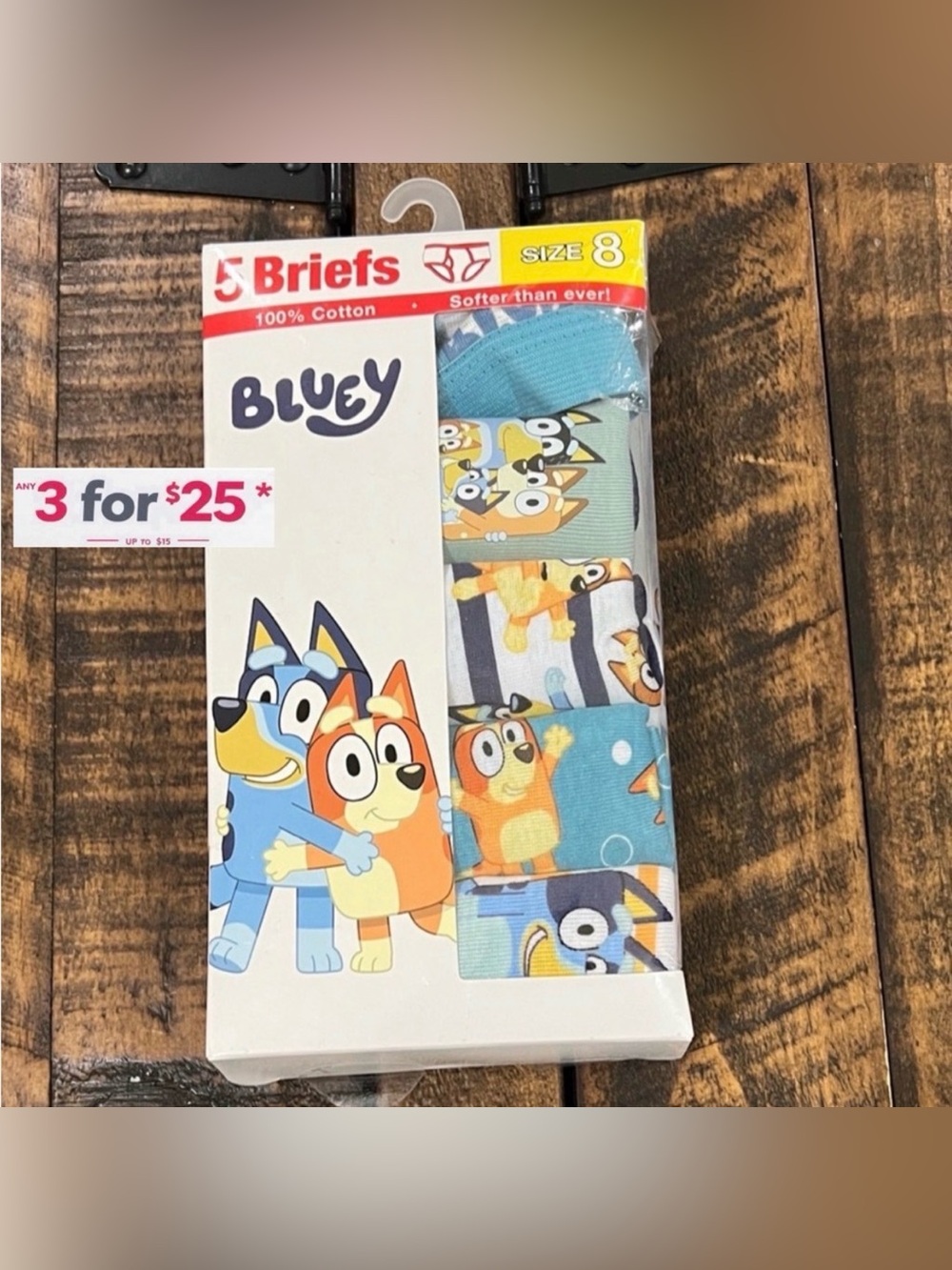 Bluey boys cotton Briefs Size 8 Bluey character